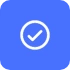 Blue checkmark icon indicating successful upload or confirmation